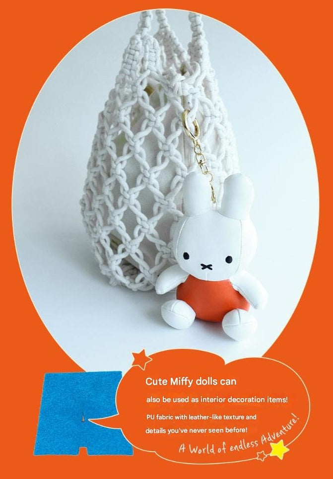 Miffy Orange Leather Plush Keychain Keyring (12cm) | Bag Pendant | Korean High-quality Keychain