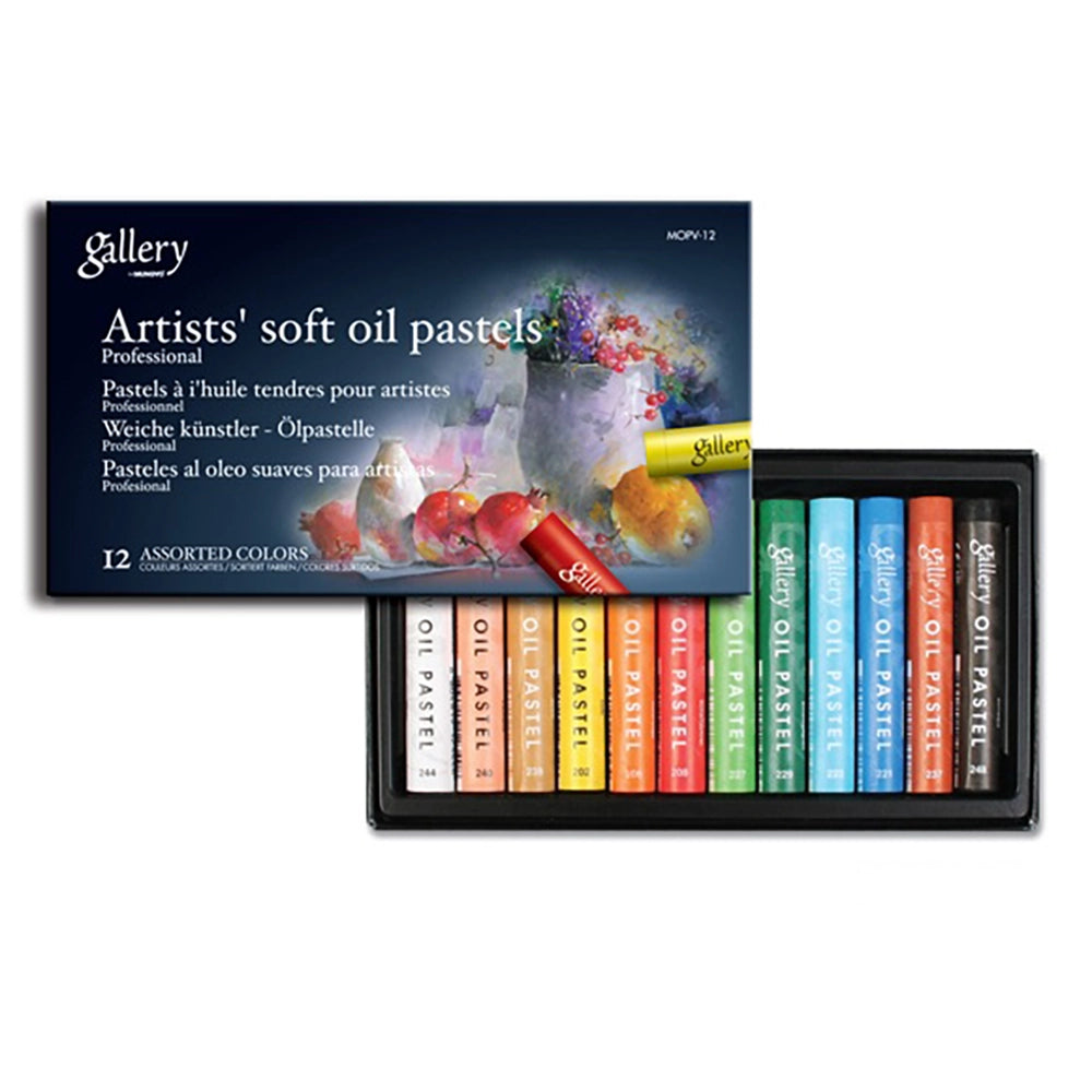 mungyo gallery artists soft oil pastel 12 color set, top view