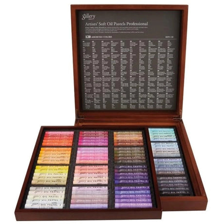 mungyo gallery artists soft oil pastel 120 color set 2-stage wood box