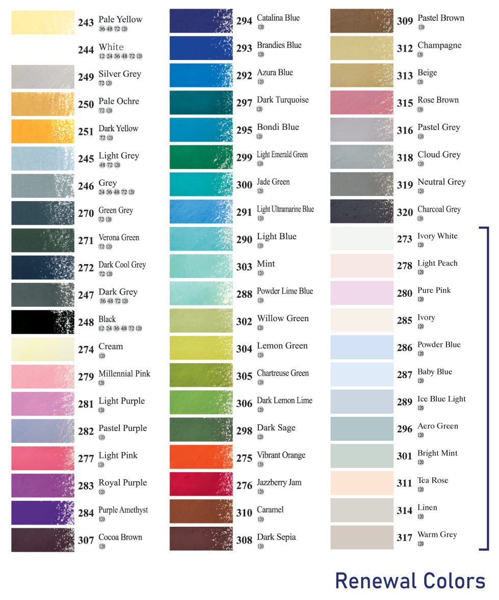 mungyo gallery artists soft oil pastel 120 color set, color chart rest