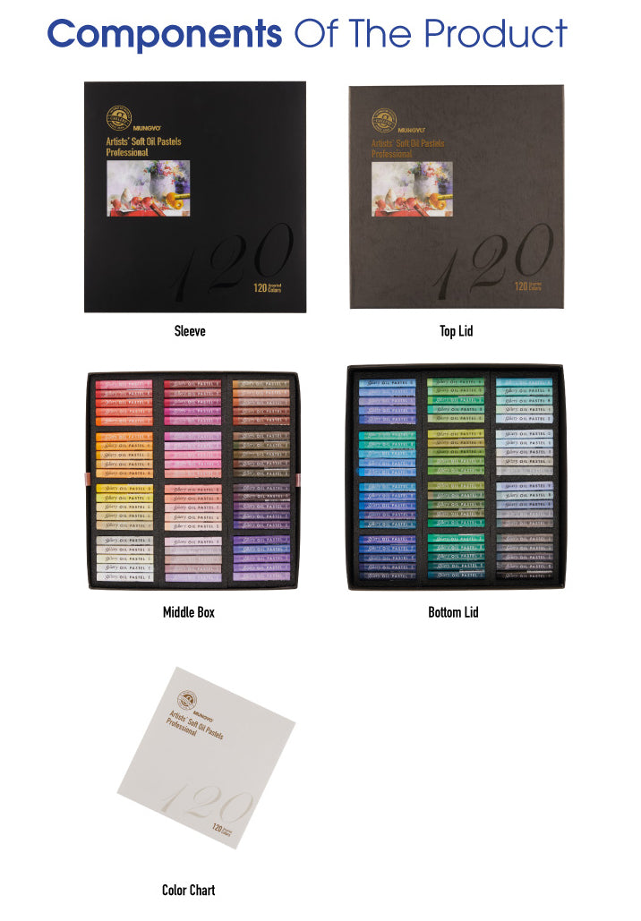 mungyo gallery artists soft oil pastel 120 color set, contents