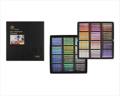 mungyo gallery artists soft oil pastel 120 color set, top view