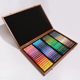mungyo gallery artists soft oil pastel 72 color set wood box, top view