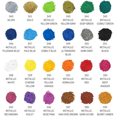 mungyo gallery artists soft oil pastel metallic 24 color set, color chart