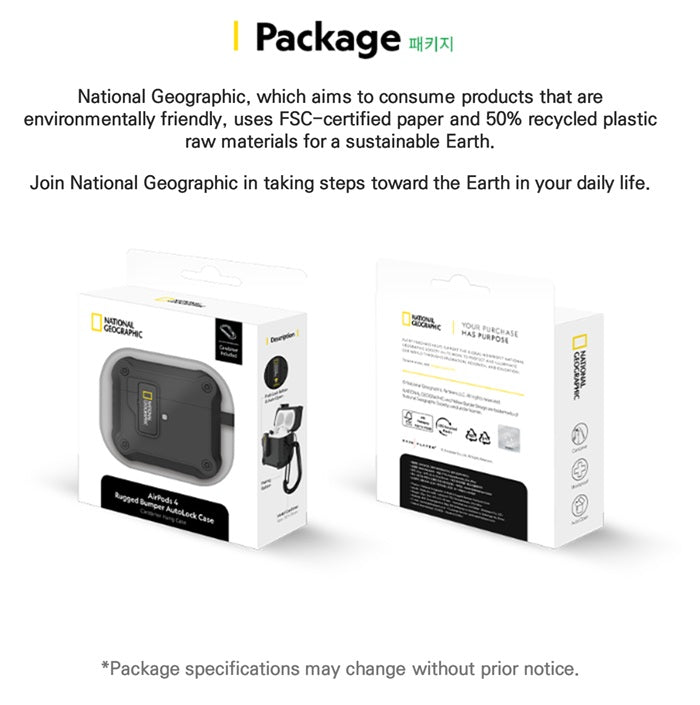 National Geographic Airpods 4/3/Pro2/Pro Rugged Bumper Lock Case