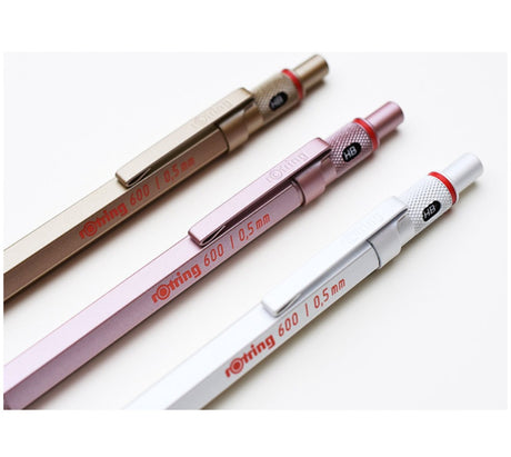Rotring 600 Mechanical Pencil 0.5mm Gold, Rose Gold, Pearl White