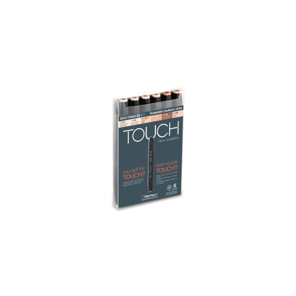 shinhan touch twin tip marker set 6 skin tones b