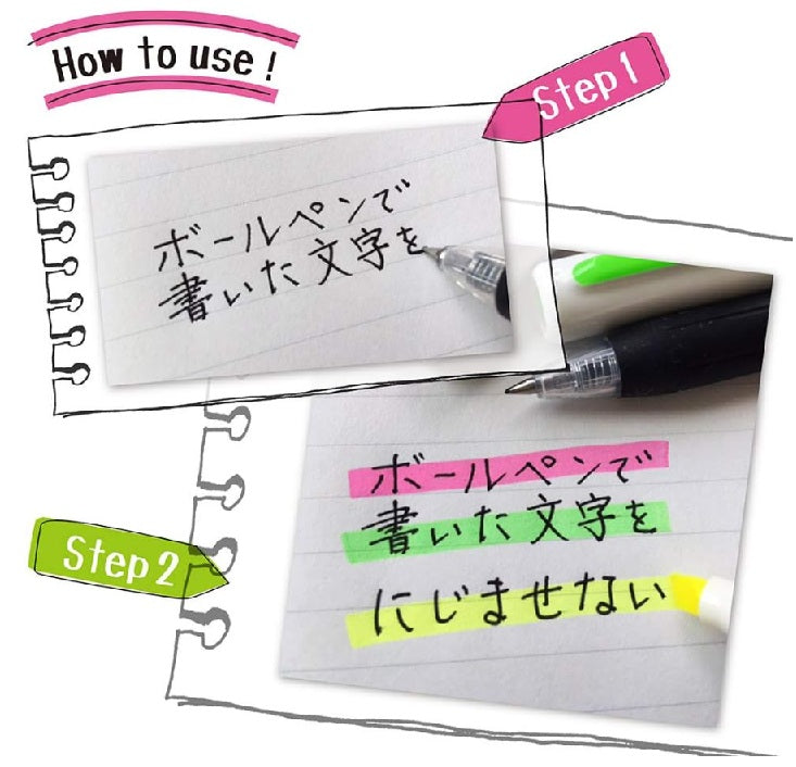 Zebra Highlighters Just Fit Mojiniline WKS22-5C, No bleed 5-color set