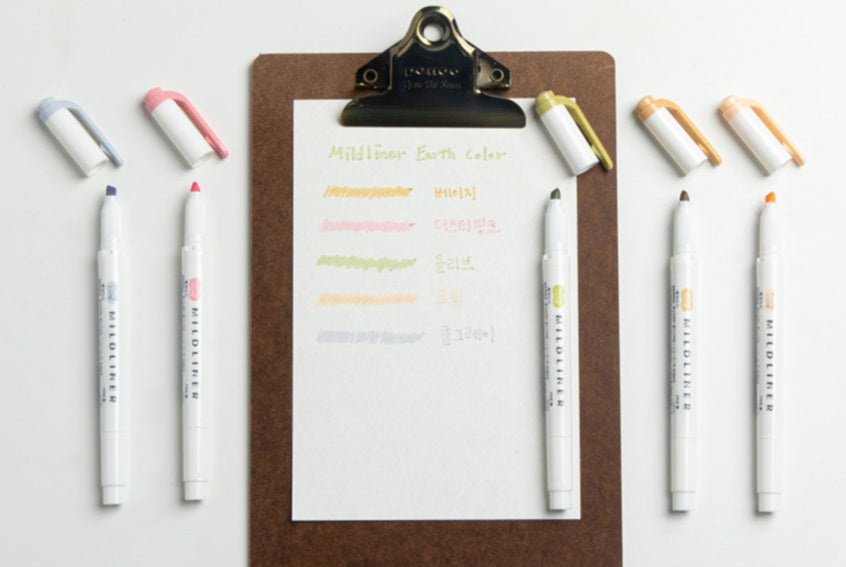 Zebra Mildliner WKT7-5C-NTC Natural Mild Highlighter 5 Color Set - Cool Gray, Olive, Beige, Cream, Dusty Pink