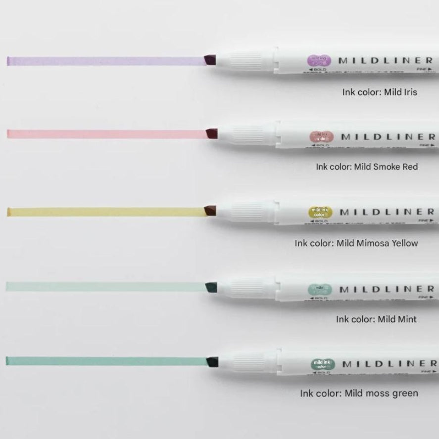 Zebra Mildliner WKT7-5C-OT Relax Color Highlighter 5 Color Set - Mild Iris, Mild Smoke Red, Mild Mimosa Yellow, Mild Mint, Mild Moss Green